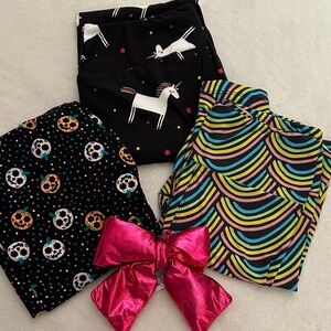 LulaRoe Colorful Patterned Leggings Set of 3/ one size